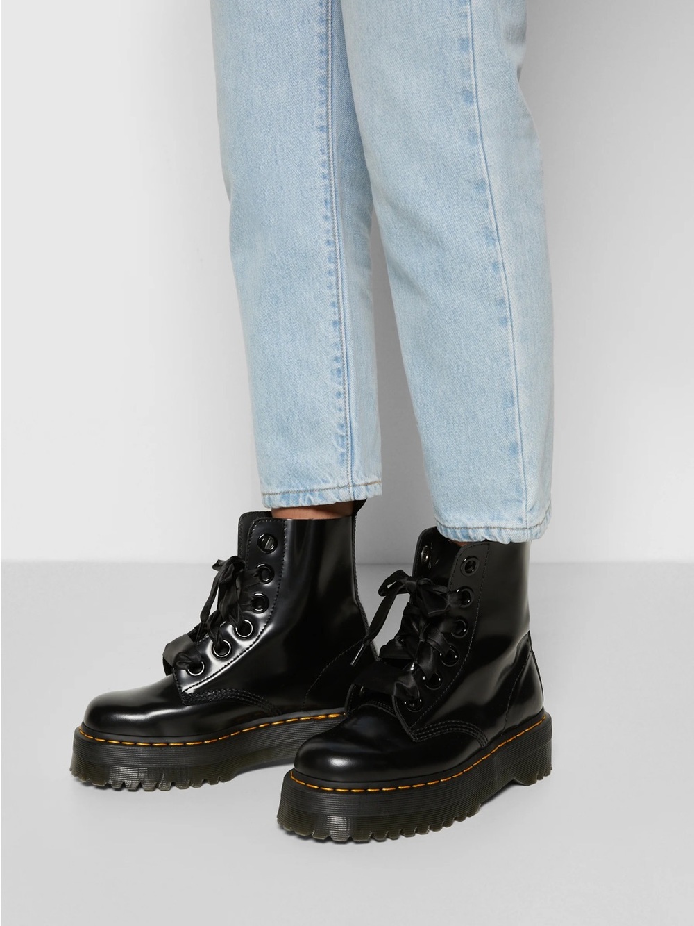 Dr. Martens Molly Leather Black Platform Lace-Up Boots - Picture 8 of 16